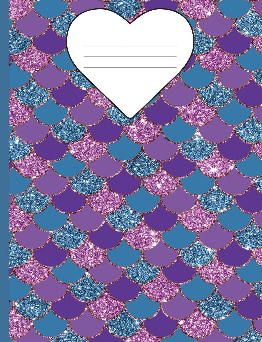 Composition Notebook Mermaid Glitter - Marble Wide Ruled: 100 Lined Pages
