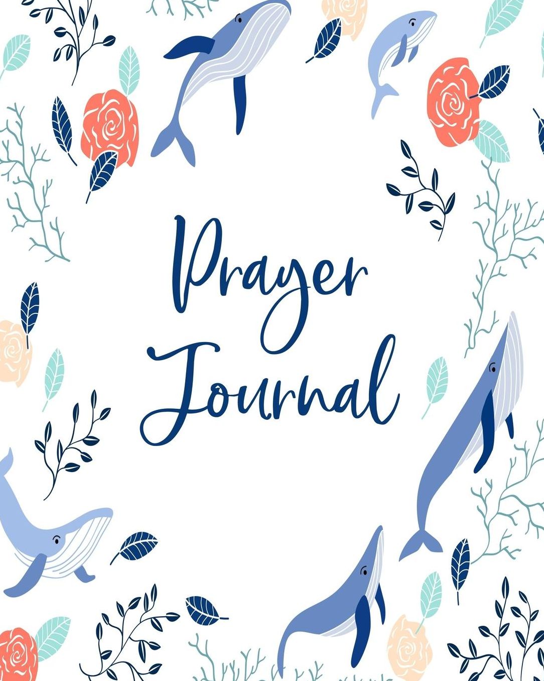 Prayer Journal: Prayer Journal / Notebook: 8 X 10 (Pastel Colors - Flowers and Whales - Lavender)