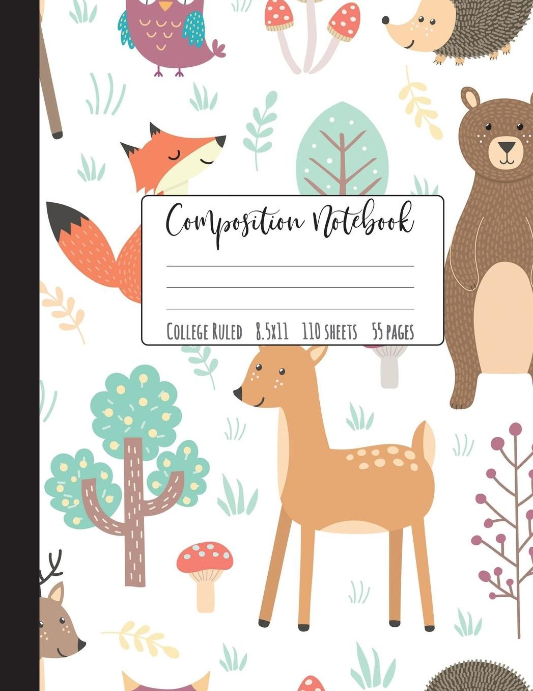 Composition Notebook College Ruled: Forest Notebook, School Notebooks, Bear Deer Fox Composition Book, Deer Gifts, Cute Composition Notebooks, College Notebooks, 8.5 x 11