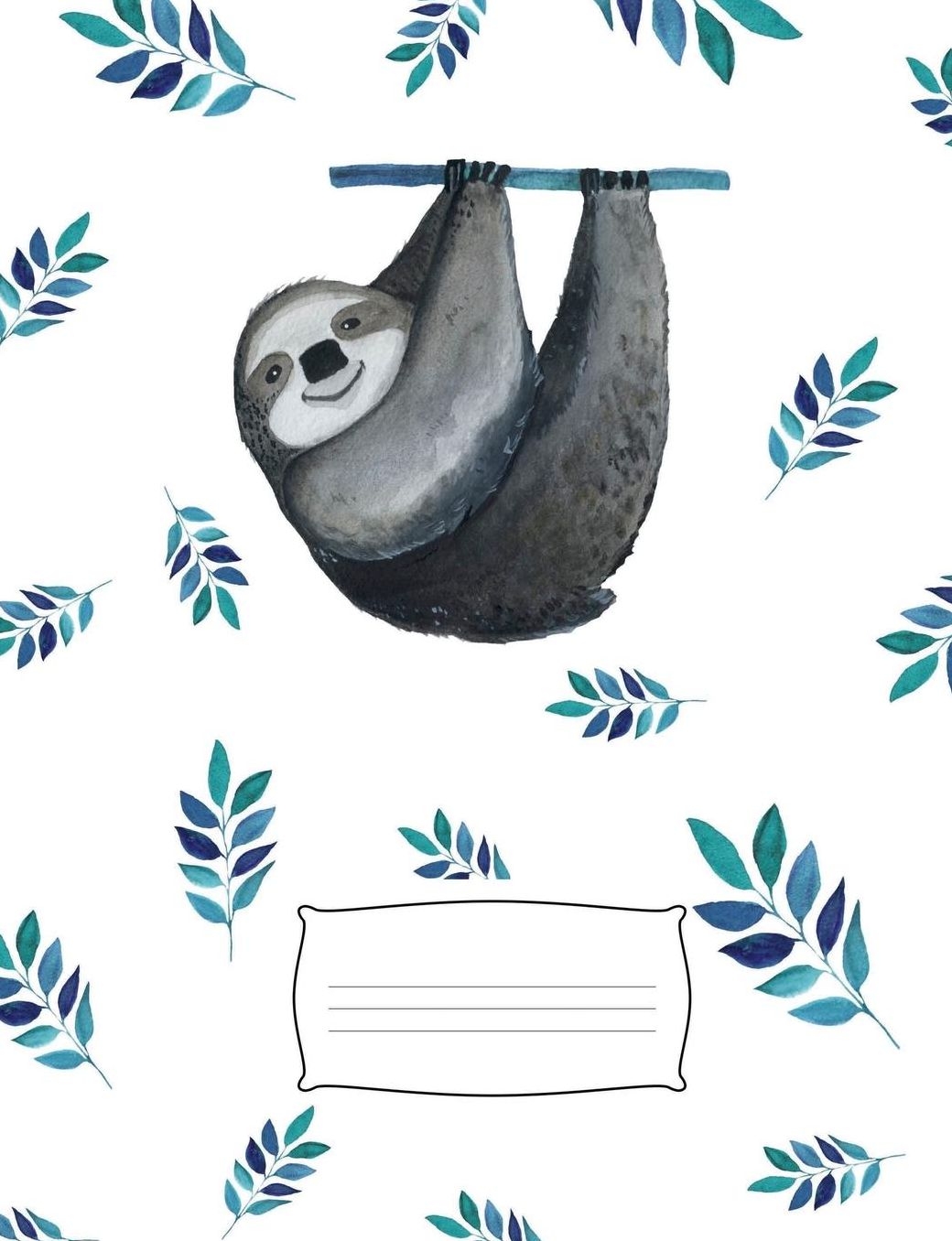 Happy Sloth Composition Notebook: 7.44x 9.69 Matte College Ruled Composition Exercise Book/Journal/Diary/Office Notebook, 200 Pages/100 Sheets