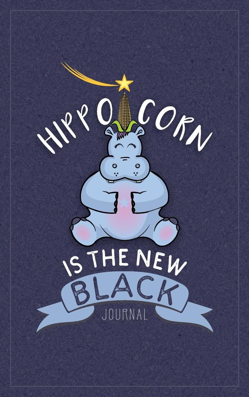 Hippo-Corn Is the New Black Journal: 110 Pages of Lined & Blank Paper - For Writing and Drawing, Ruled White Paper.