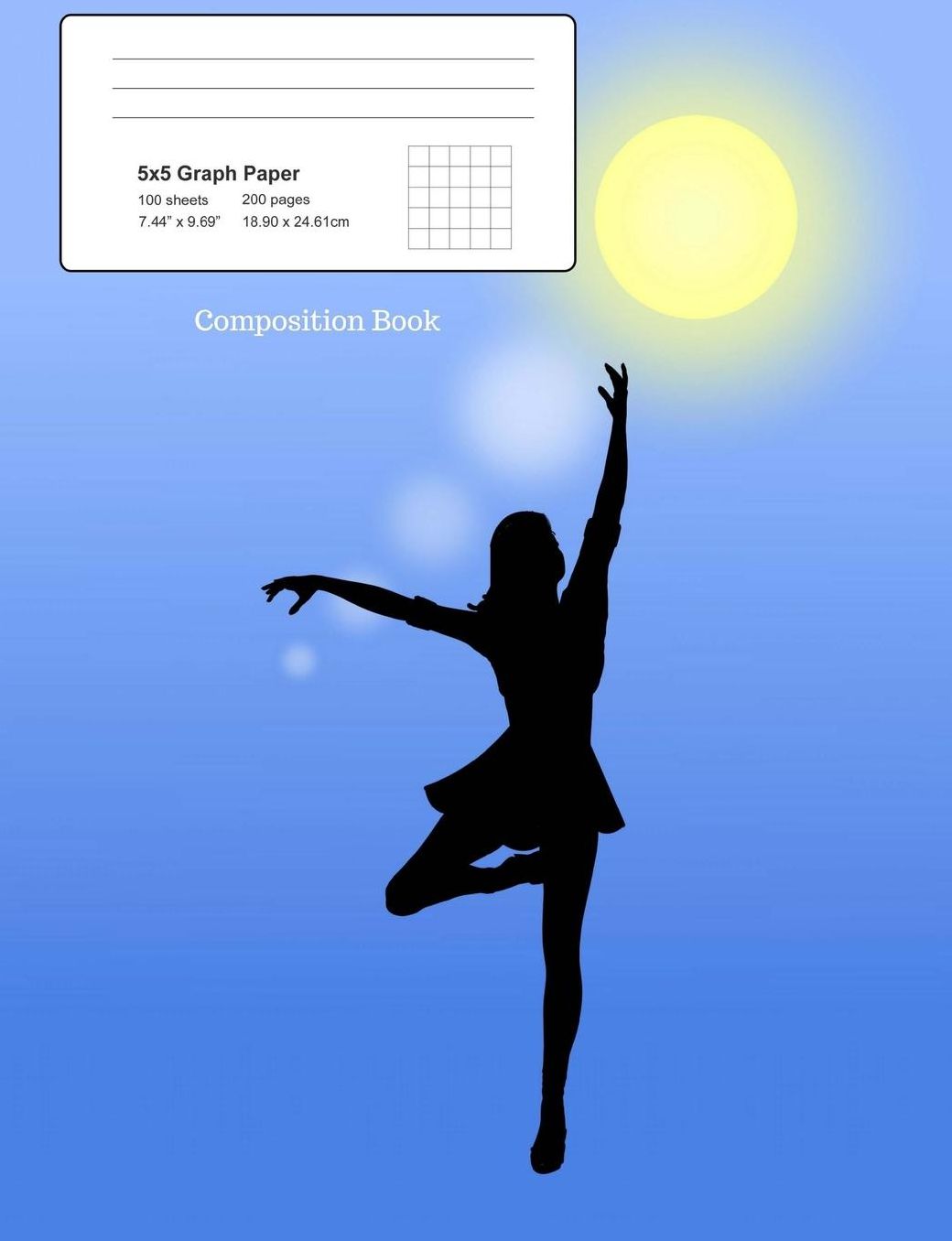 Composition Book: Dancing Lady in Sunlight, Graph Paper 5 X 5 Squared, 7.44 X 9.69 200 Paged Composition Book,