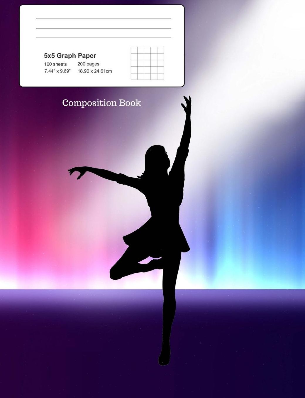 Composition Book: Dancing Lady in Concert, Graph Paper 5 X 5 Squared, 7.44 X 9.69 200 Paged Composition Book
