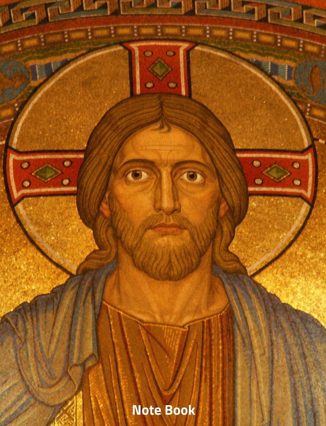 Note Book: Jesus Gold Icon Painting, Notebook, Wide Lined, 200 Paged 7.44 X 9.69, Golden Icon Painting