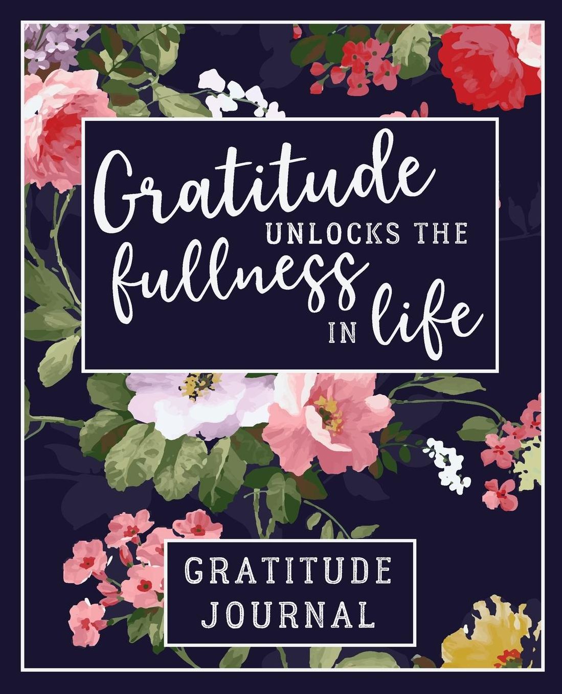 Gratitude Journal: Navy Flowers: 52 Week Gratitude Journal for a Happier Life - One Week Per Page, 7.5 X 9.25 in
