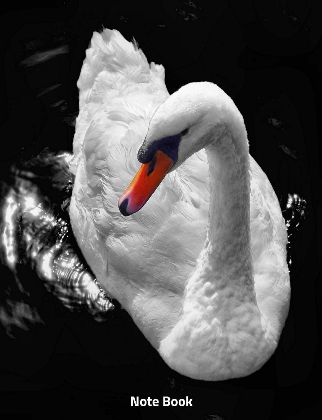 Note Book: Swimming Swan, White Feathered Bird, Writing Book, Wide Ruled, 200 Paged 7.44 X 9.69