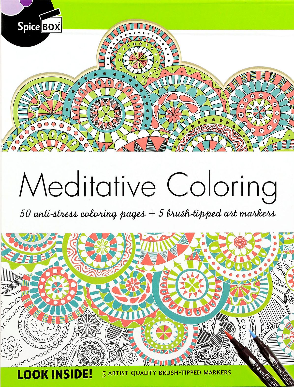 Meditative Coloring: 50 anti-stress coloring pages + 5 art markers