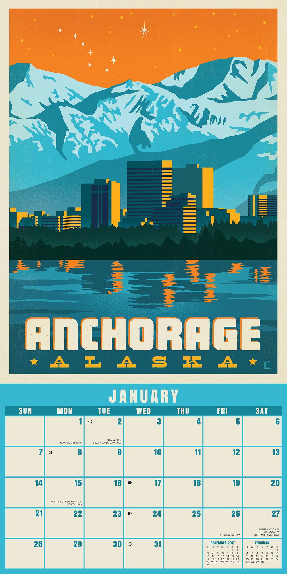 2018 American Cities Classic Posters Wall Calendar