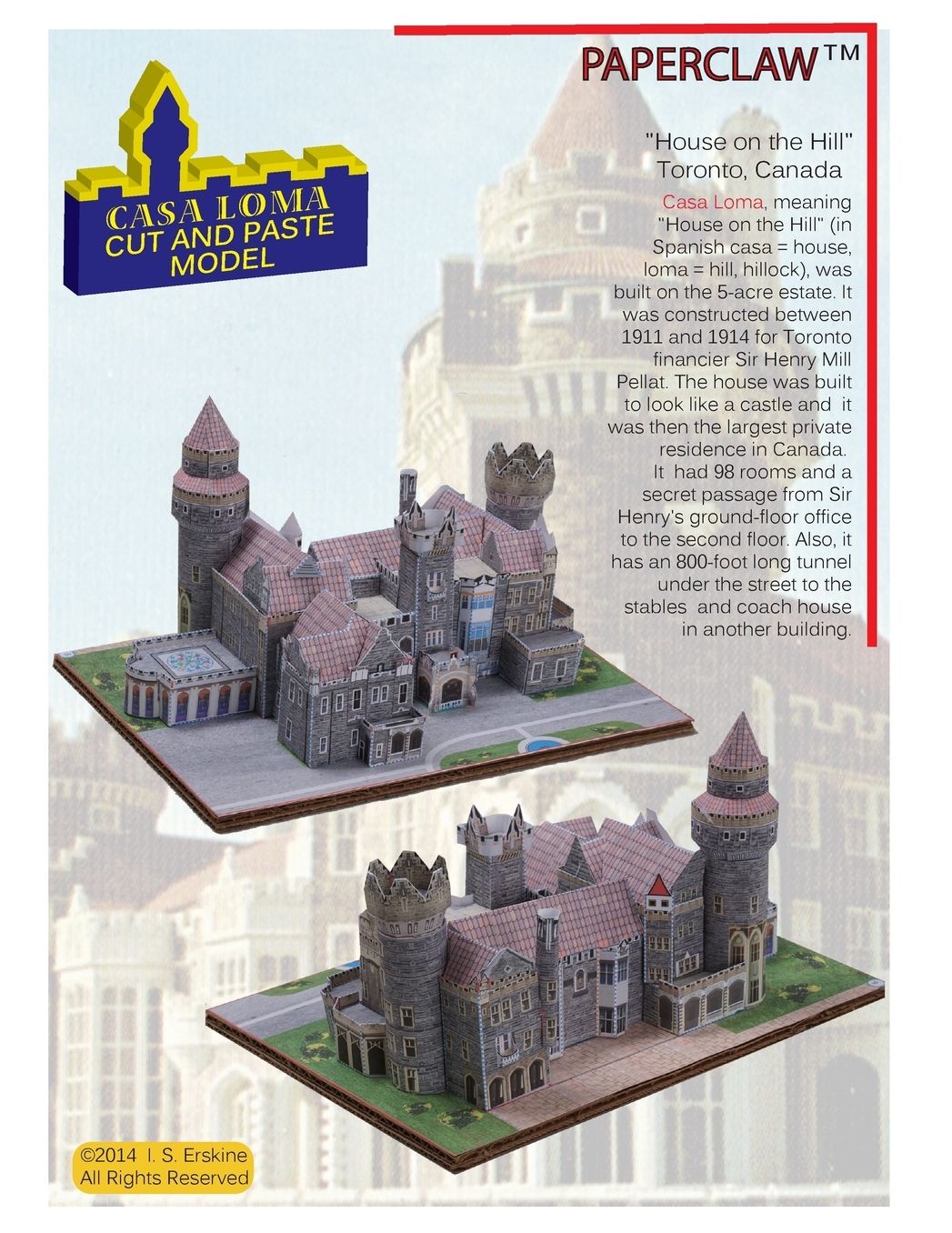 Casa Loma Cut and Paste Model: "House on the Hill" Toronto, Canada