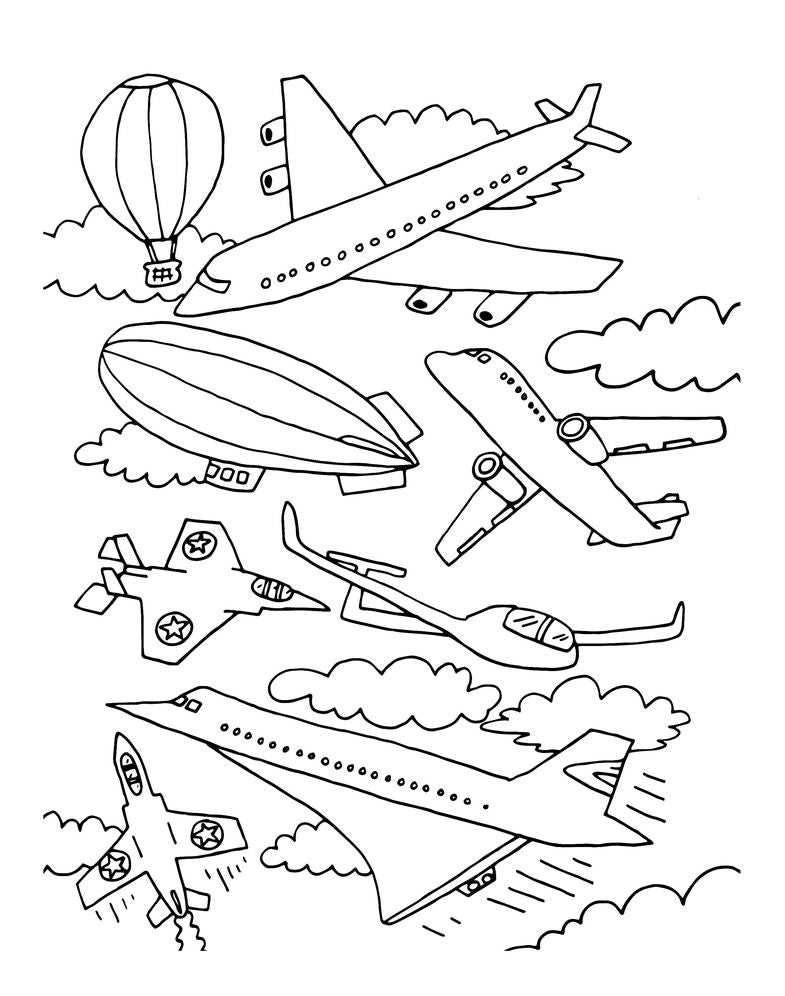 The Planes, Trains and Cars Colouring Book