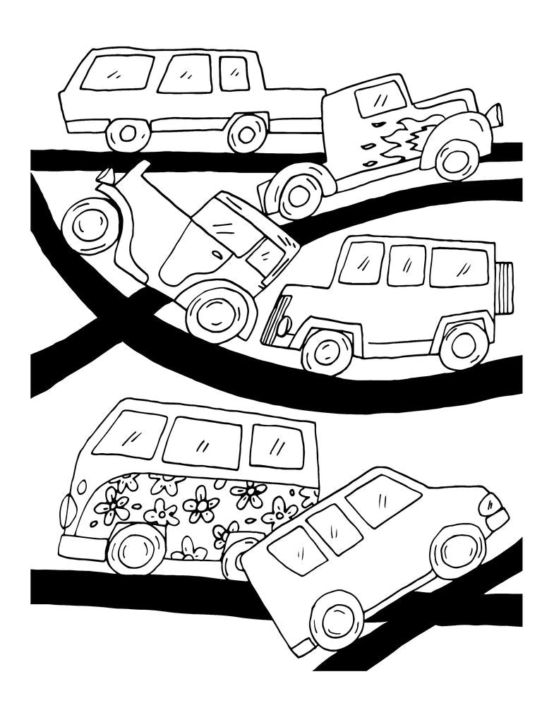 The Planes, Trains and Cars Colouring Book