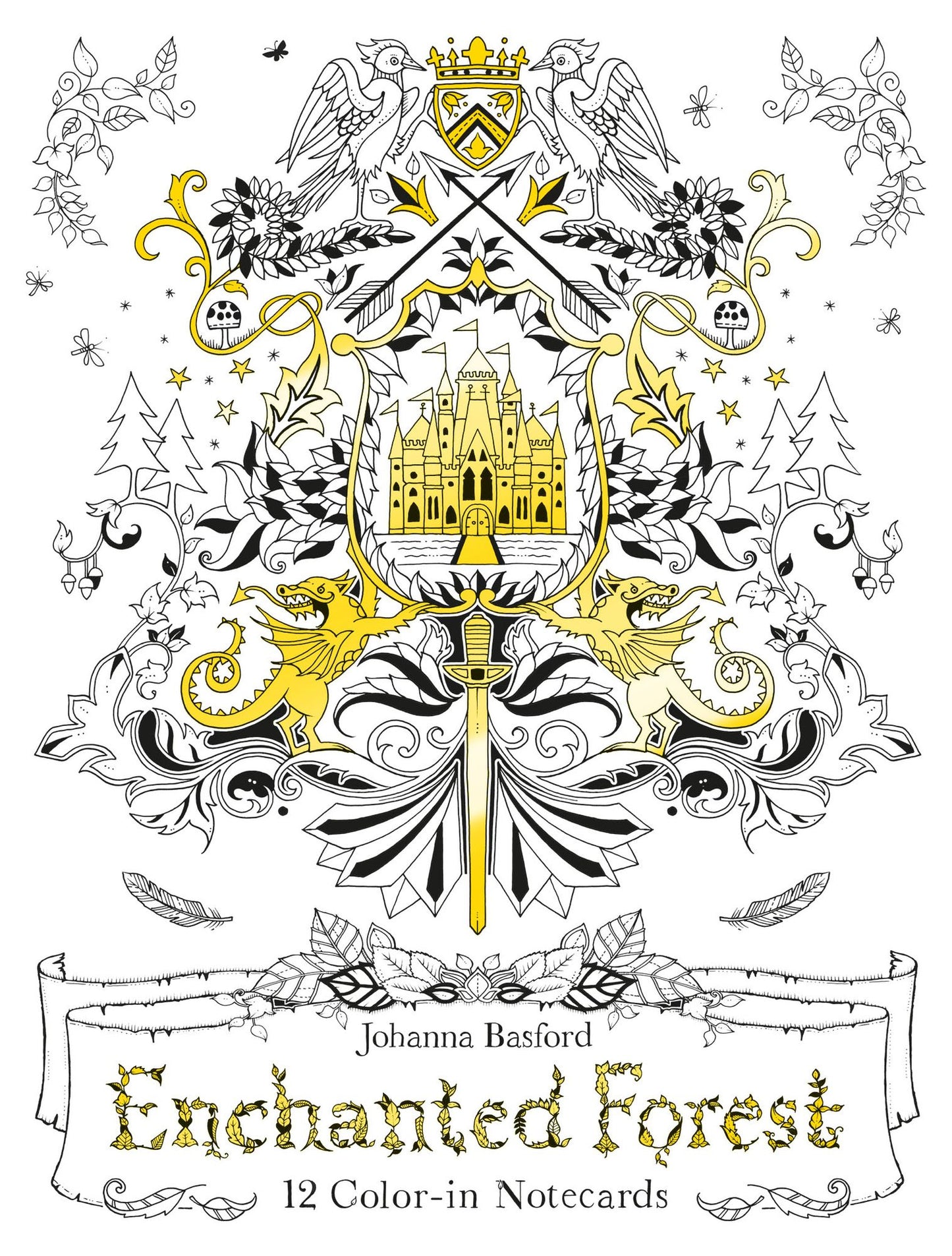 Enchanted Forest: 12 Color-In Notecards