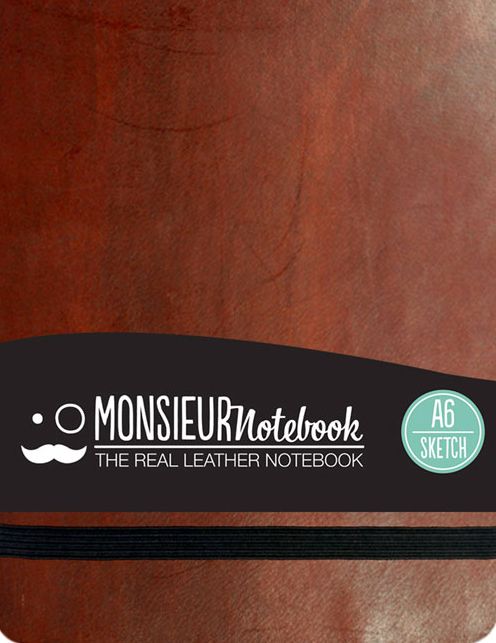 Monsieur Notebook Leather Journal - Landscape Brown Sketch Small