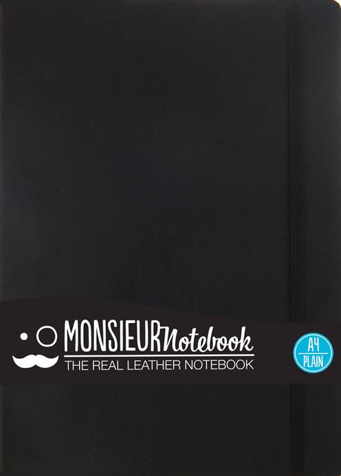 Monsieur Notebook Leather Journal - Black Plain Large