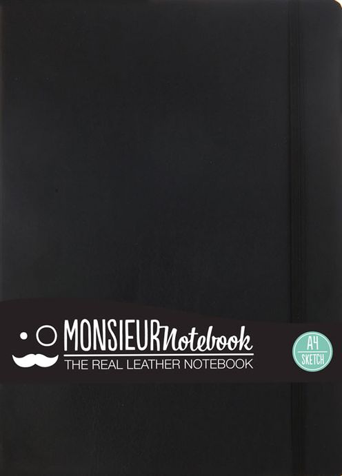 Monsieur Notebook Leather Journal - Black Sketch Large