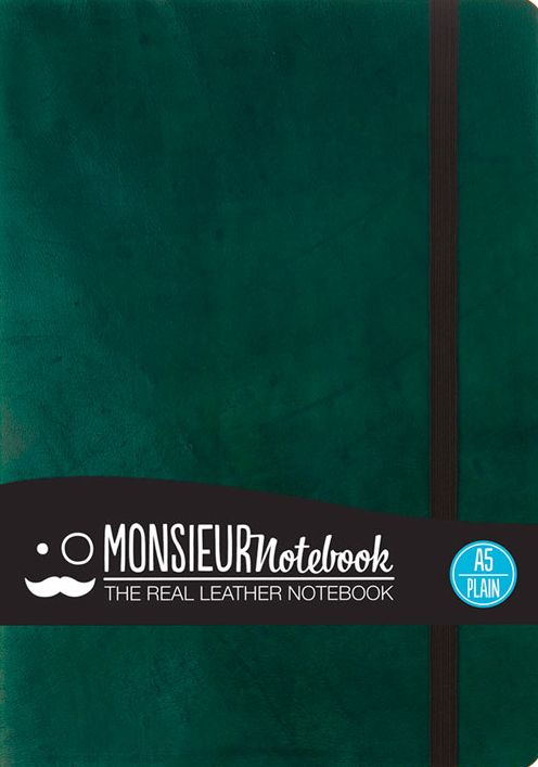 Monsieur Notebook Leather Journal - Green Plain Medium