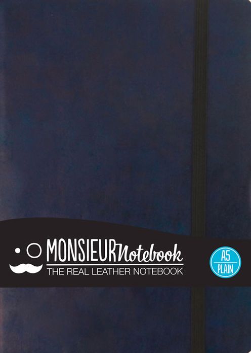 Monsieur Notebook Leather Journal - Navy Plain Medium