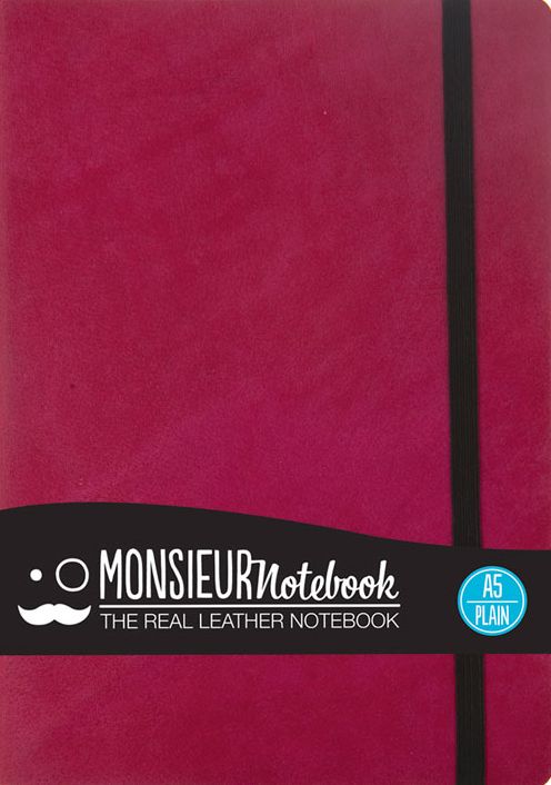 Monsieur Notebook Leather Journal - Pink Plain Medium