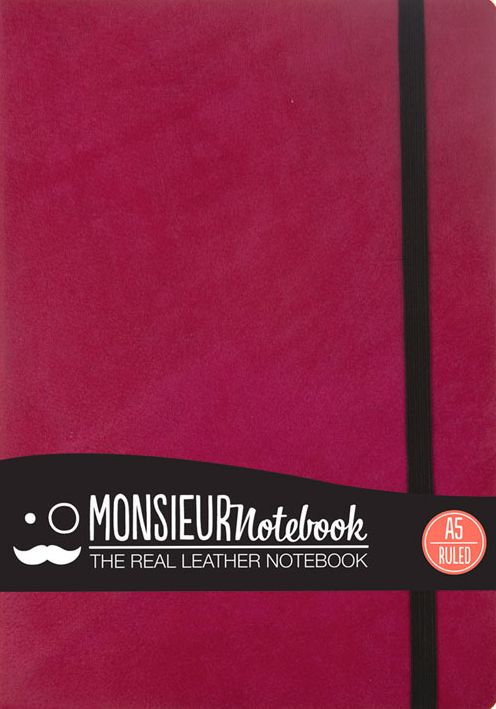 Monsieur Notebook Leather Journal - Pink Ruled Medium