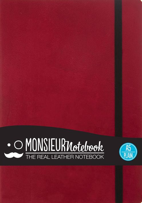 Monsieur Notebook Leather Journal - Red Plain Medium