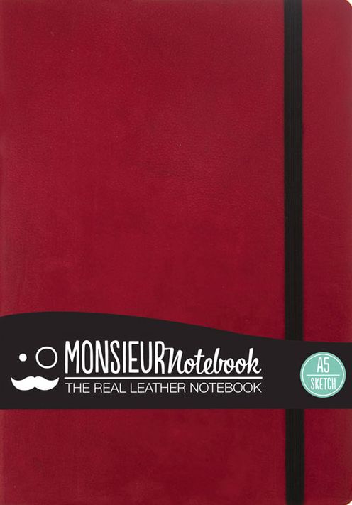Monsieur Notebook Leather Journal - Red Sketch Medium
