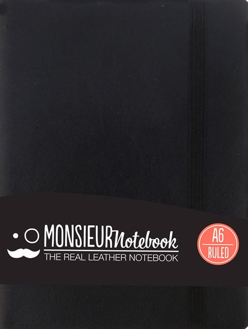 Monsieur Notebook Leather Journal - Black Ruled Small