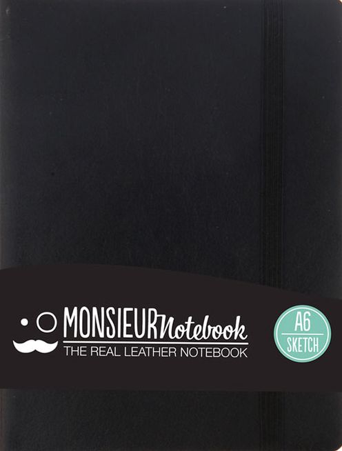 Monsieur Notebook Leather Journal - Black Sketch Small