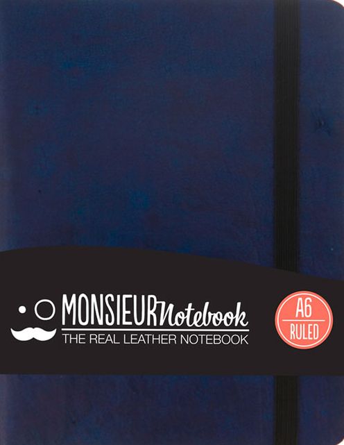 Monsieur Notebook Leather Journal - Navy Ruled Small