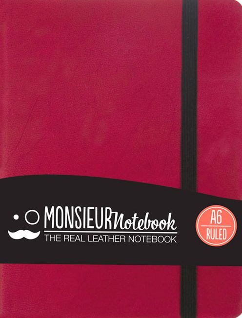 Monsieur Notebook Leather Journal - Pink Ruled Small