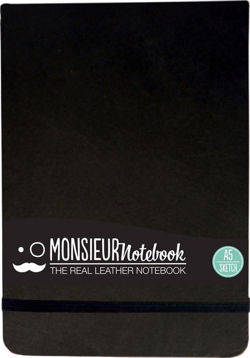 Monsieur Notebook Leather Journal - Landscape Black Sketch Medium