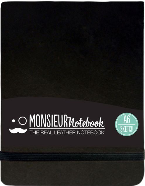 Monsieur Notebook Leather Journal - Landscape Black Sketch Small