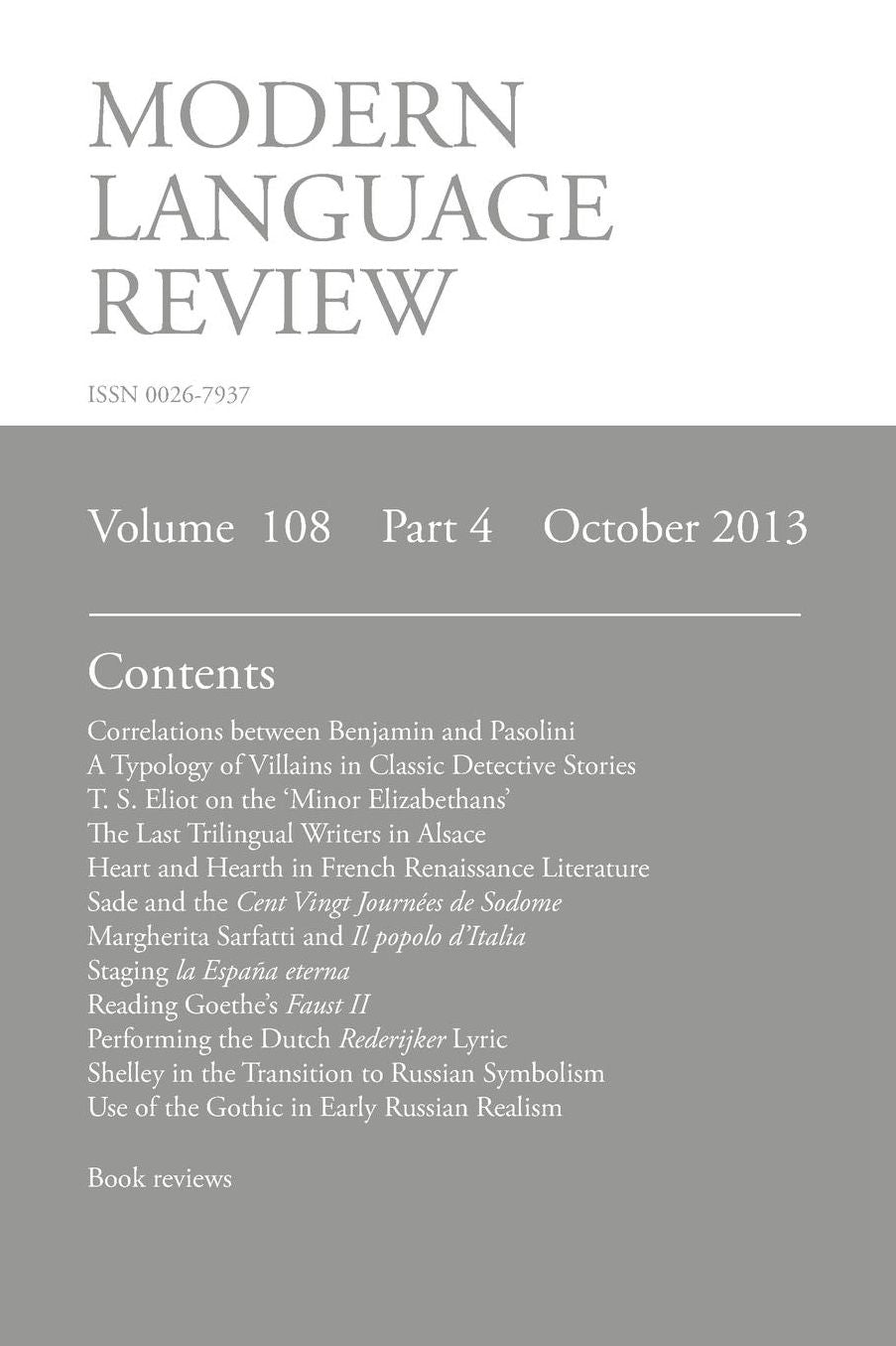 Modern Language Review (108: 4) October 2013
