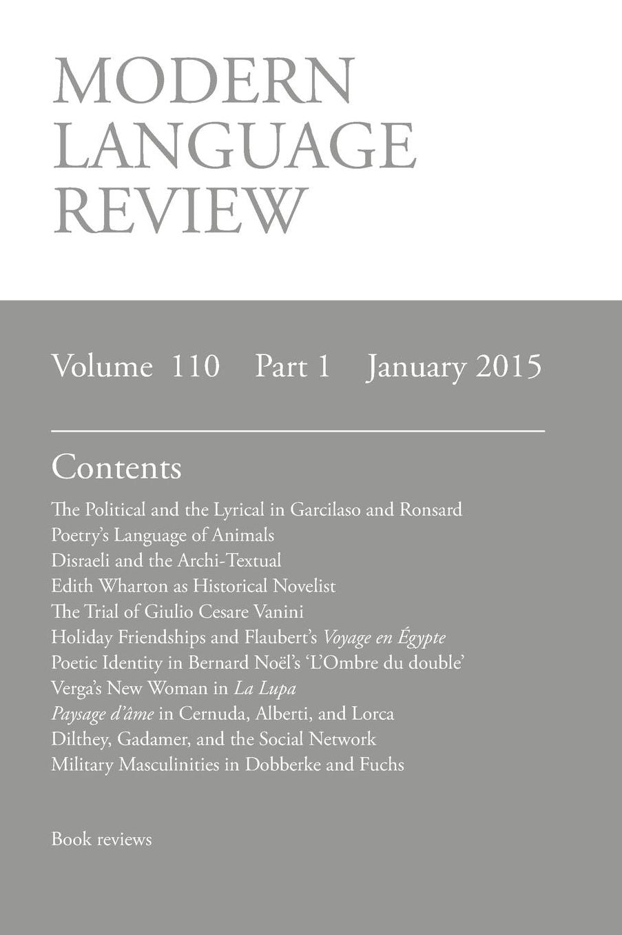 Modern Language Review (110: 1) January 2015