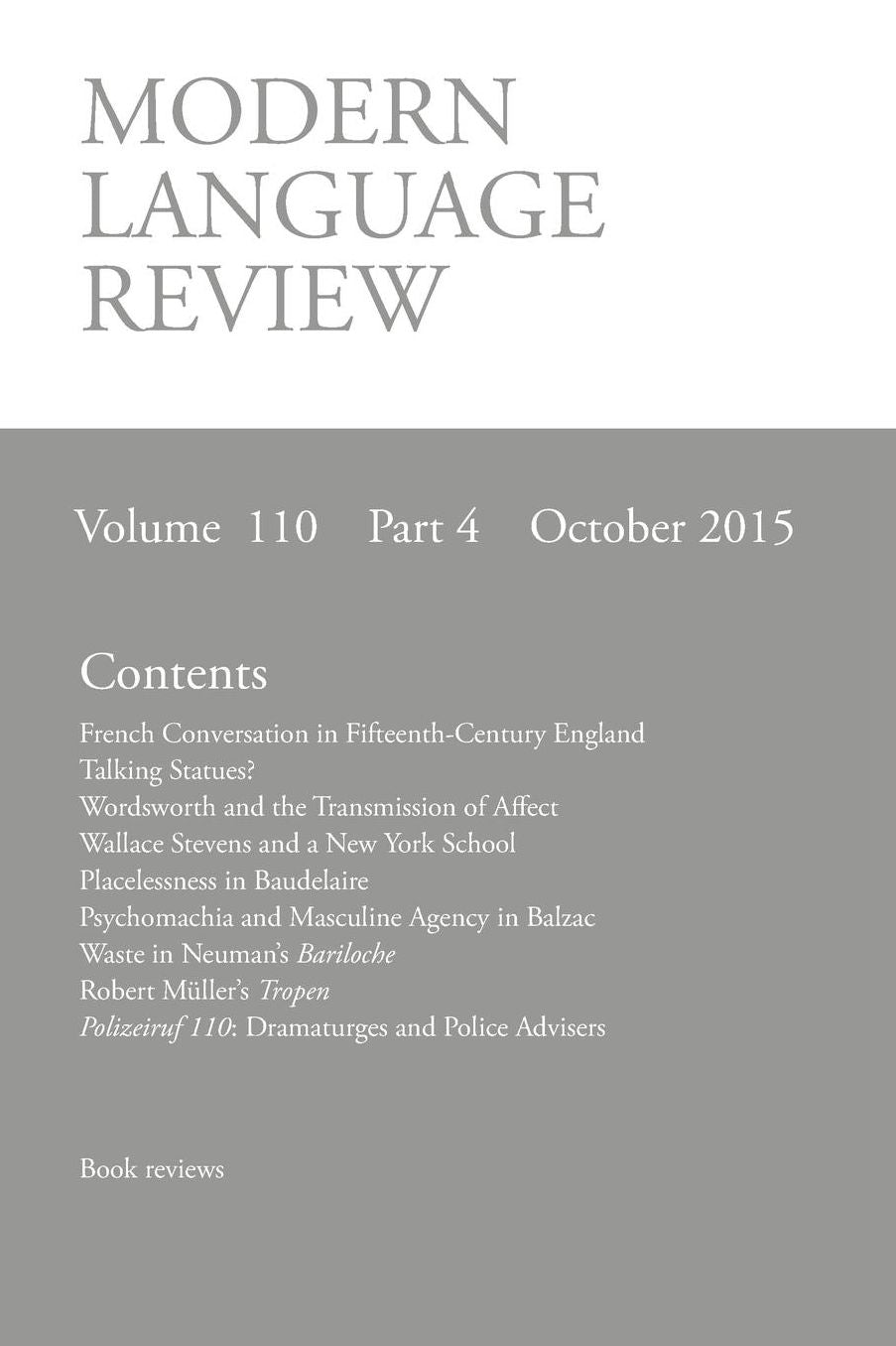 Modern Language Review (110: 4) October 2015