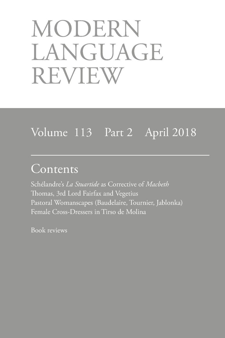 Modern Language Review (113: 2) April 2018