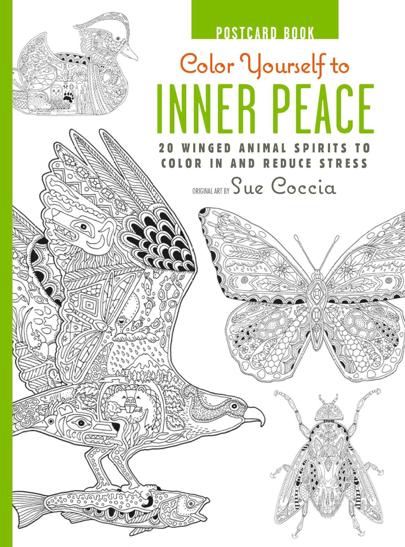 Color Yourself to Inner Peace Postcard Book: 20 Winged Animal Spirits to Color In and Reduce Stress