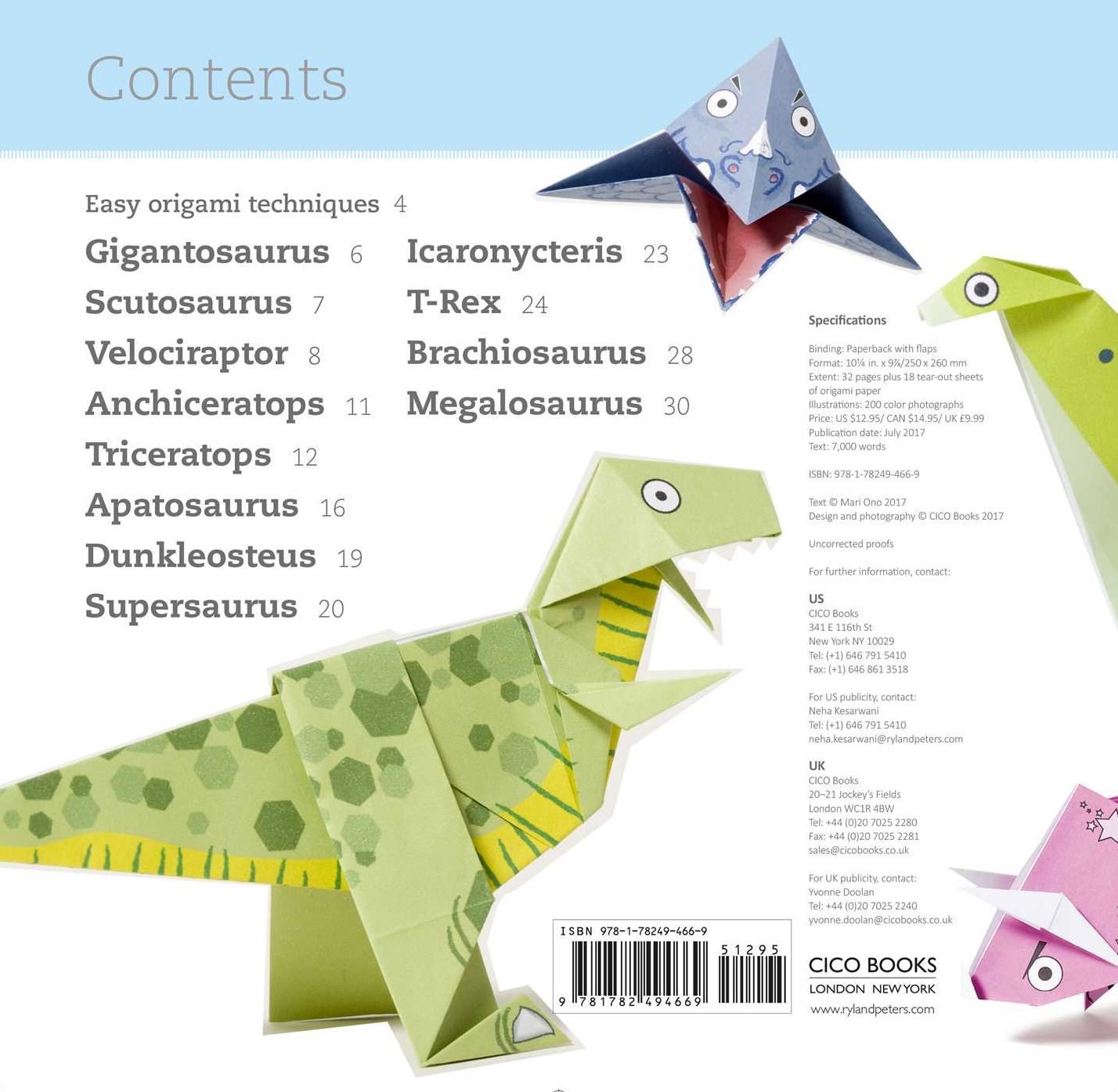 Fun Origami for Children: Dino!: 12 daring dinosaurs to fold