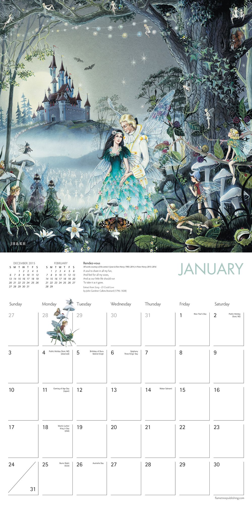2016 FAIRYLAND WALL CALENDAR