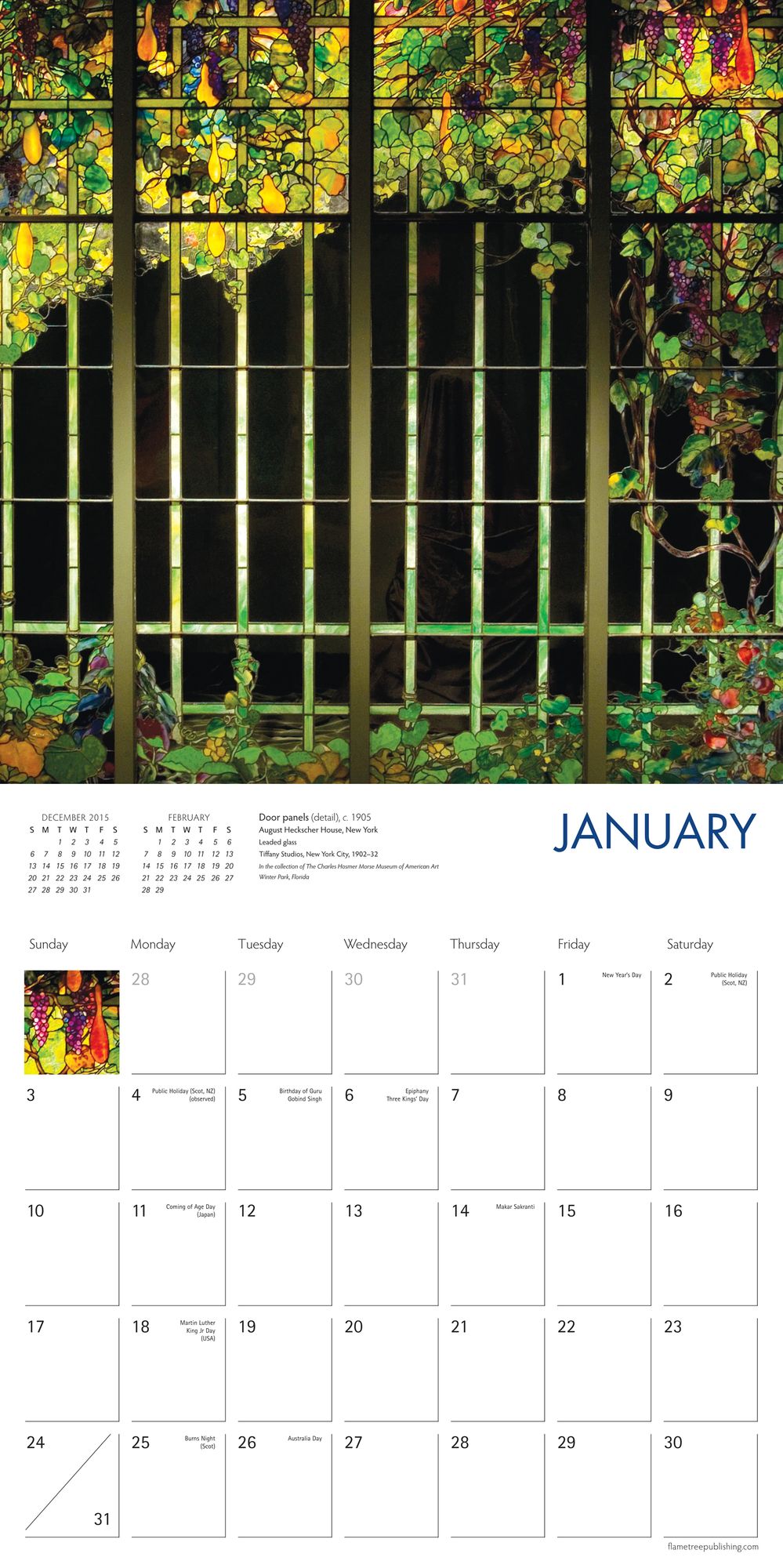 2016 Tiffany Wall Calendar