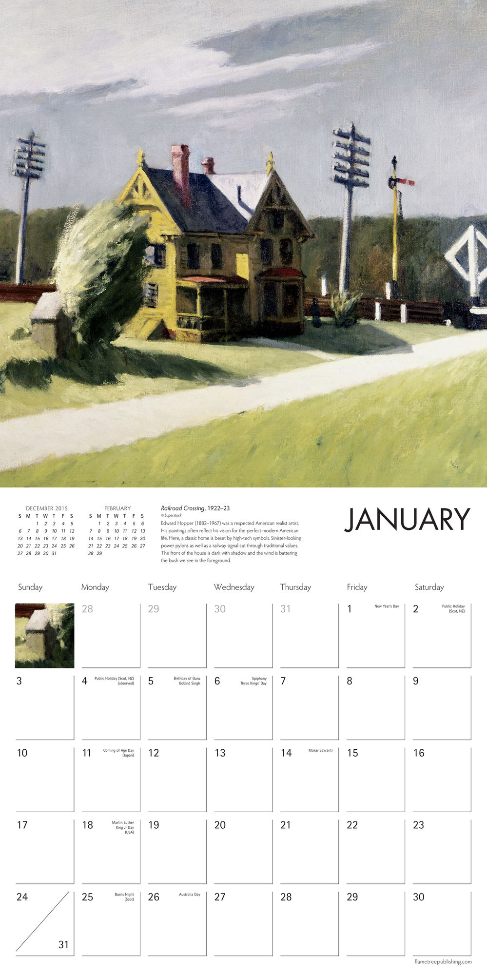 2016 Edward Hopper Wall Calendar