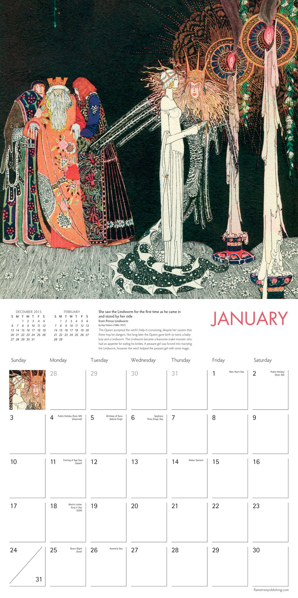 2016 ART DECO FAIRYTALES WALL CALENDAR
