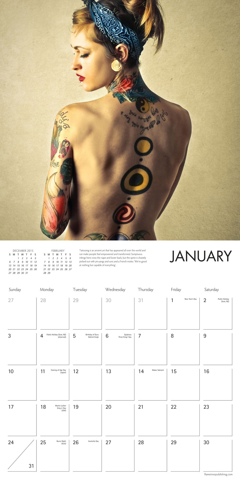 2016 Tattoo Art Wall Calendar