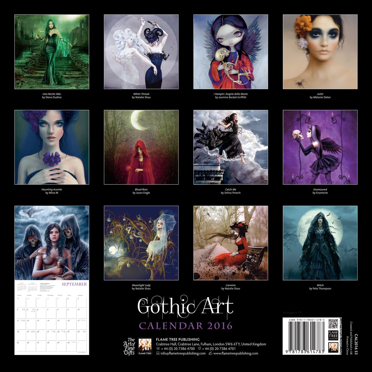 2016 GOTHIC ART WALL CALENDAR