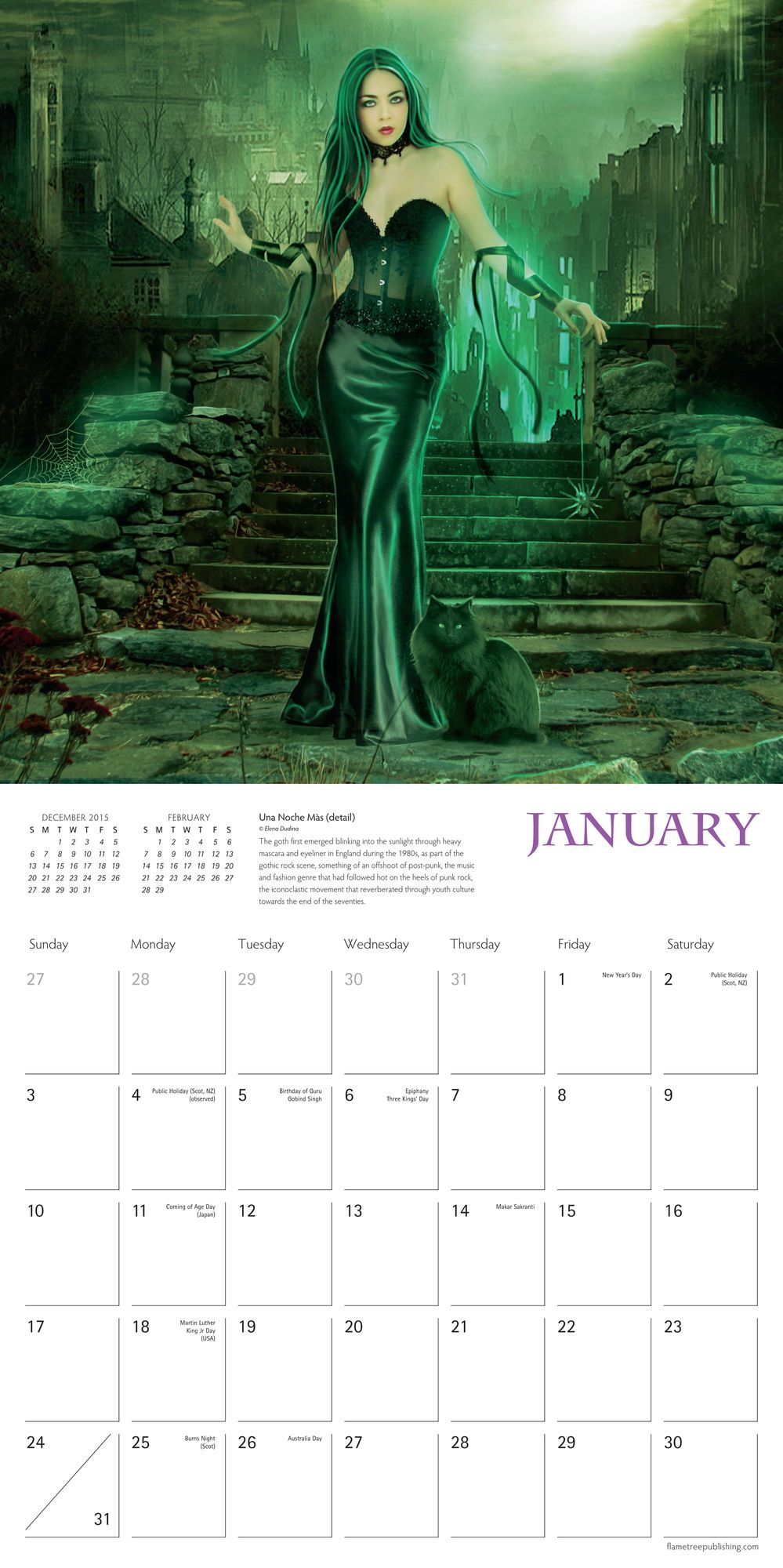 2016 GOTHIC ART WALL CALENDAR