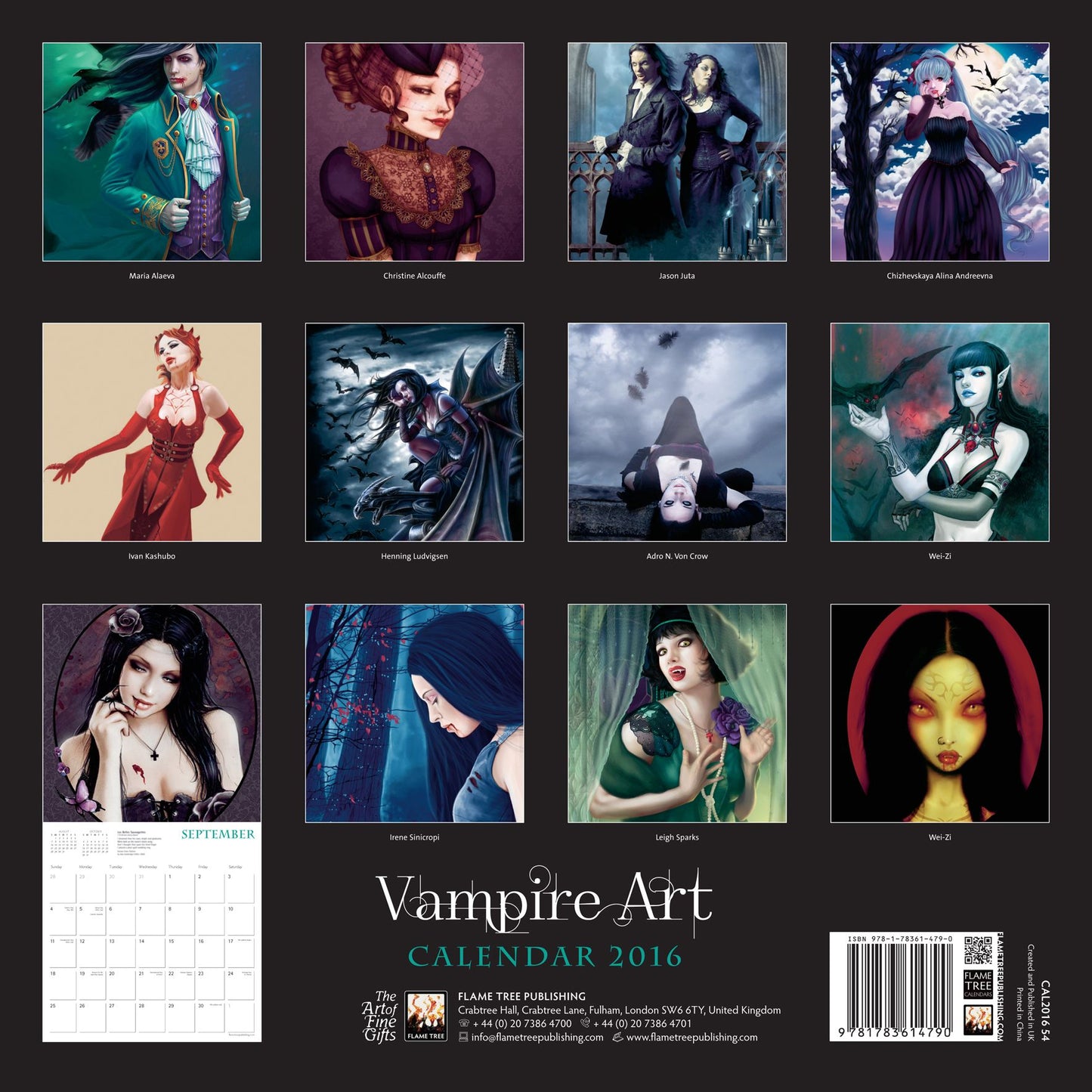 2016 VAMPIRE ART WALL CALENDAR