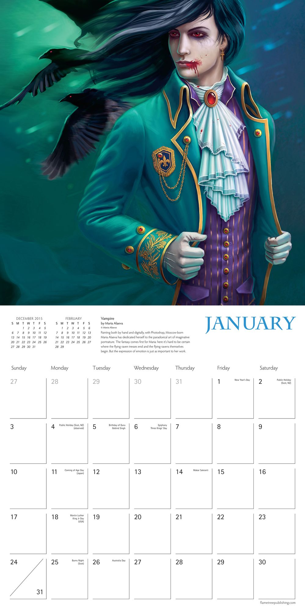 2016 VAMPIRE ART WALL CALENDAR