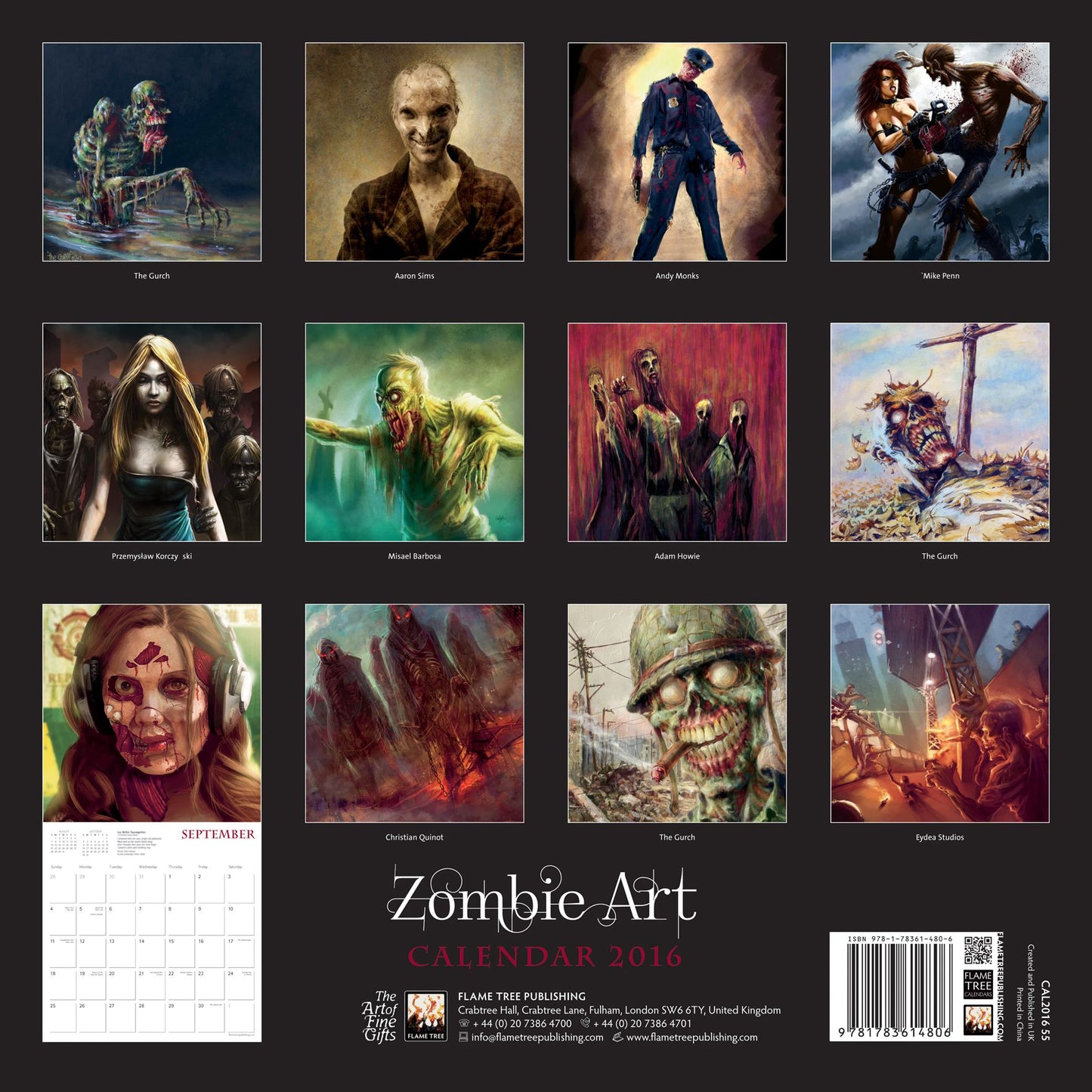 2016 ZOMBIE ART WALL CALENDAR
