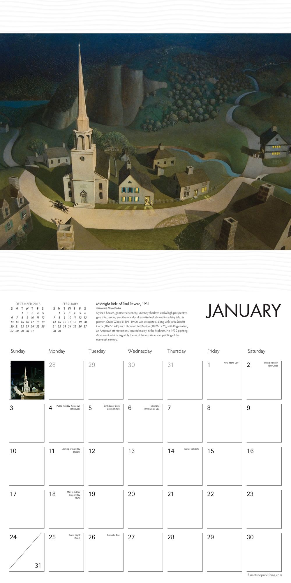 2016 Grant Wood Wall Calendar