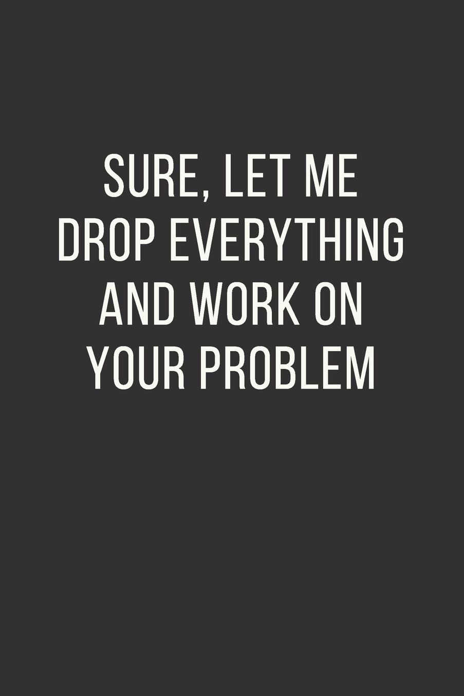 Sure, Let Me Drop Everything and Work On Your Problem: Lined Notebook, Diary, Journal