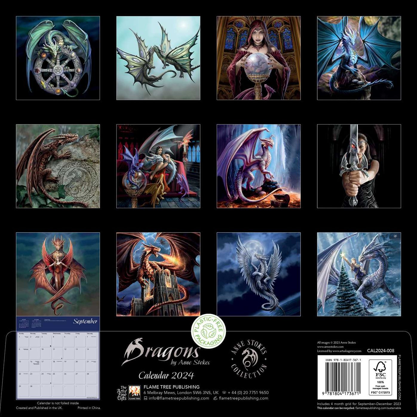 Dragons by Anne Stokes Wall Calendar 2024 (Art Calendar)